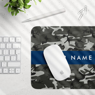Grijze camouflagepatroon, Uw naam, Personaliseer Muismat
