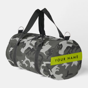 Grijze camouflagepatroon, Uw naam, Personaliseer Plunjezak
