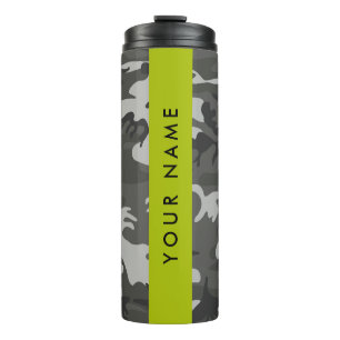 Grijze camouflagepatroon, Uw naam, Personaliseer Thermosbeker