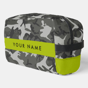 Grijze camouflagepatroon, Uw naam, Personaliseer Toilettasje