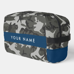 Grijze camouflagepatroon, Uw naam, Personaliseer Toilettasje