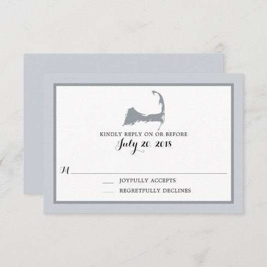 Grijze Cape Cod | Bruiloft RSVP (Voorkant / Achterkant)