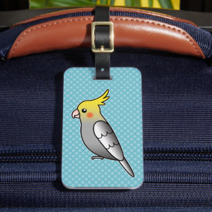 Grijze Cartoon Cockatiel Papegaai Vogel Bagagelabel