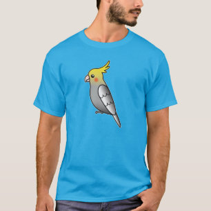 Grijze Cartoon Cockatiel Papegaai Vogel T-shirt