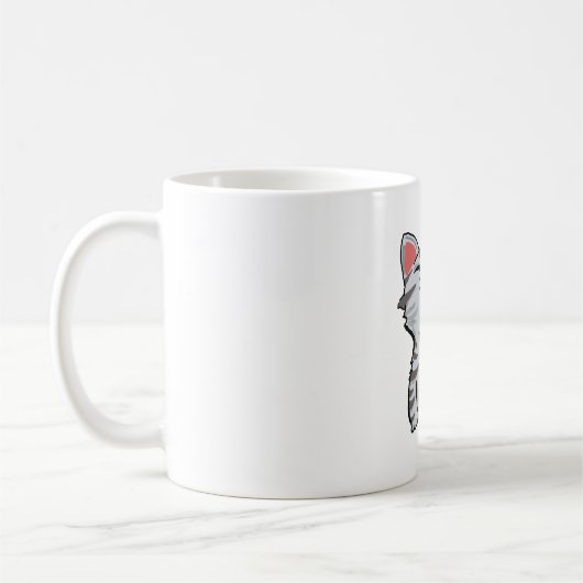 Grijze cartoon kat cartoon koffiemok (Links)