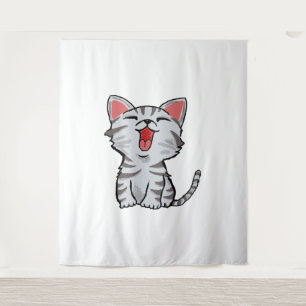 Grijze cartoon kat cartoon wandkleed