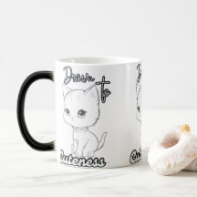 Grijze Cartoon Kitten met grote ogen