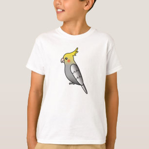 Grijze Cartoon Vale Papagaai Vogel T-shirt