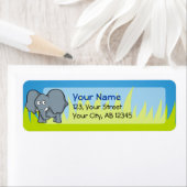 Grijze cartoon van olifanten etiket (Insitu)