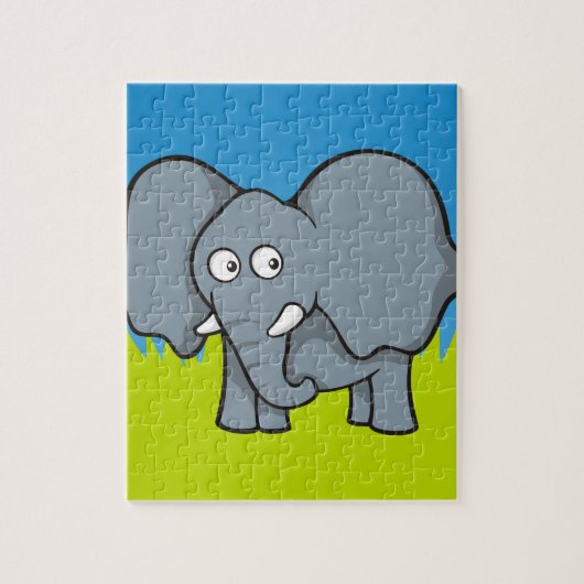 Grijze cartoon van olifanten legpuzzel (Verticaal)