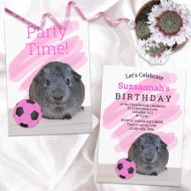 Grijze cavia meisje roze voetbal aangepast