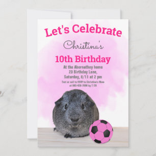 Grijze Cavia Meisje Roze Voetbal Custom Kaart