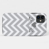 Grijze Chevron en Heart Design Phone Case (Achterkant (horizontaal))