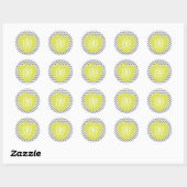 Grijze Chevron en Neon Apple Monogram Leraar Ronde Sticker (Vel)