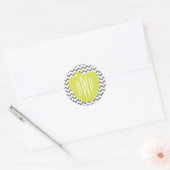 Grijze Chevron en Neon Apple Monogram Leraar Ronde Sticker (Envelop)