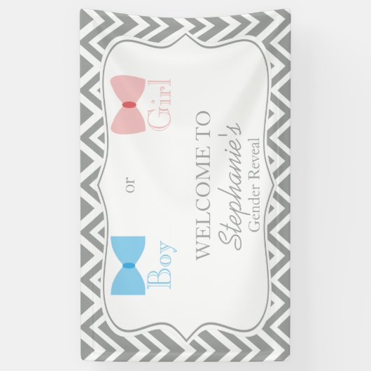 Grijze Chevron Geslacht Bang en Bow Stropdas Spandoek (Verticaal)