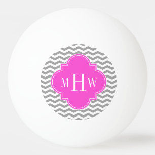 Grijze Chevron Hete Roze Quatrefoil 3 Monogram Tn Pingpongballen