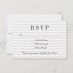 Grijze chevron patroon RSVP bruiloft antwoord kaar