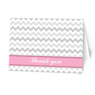 Grijze Chevron Roze aangepaste bedankkaart