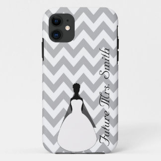 Grijze Chevron Toekomstige Mevrouw Bruid iPhone 11 Hoesje