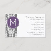 Grijze Chevrons met Classic Custom Monogram Visitekaartje (Achterkant)