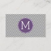 Grijze Chevrons met Classic Custom Monogram Visitekaartje (Voorkant)