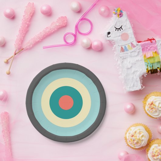 Grijze combinatie Bullseye Papieren Bordje (Feest)