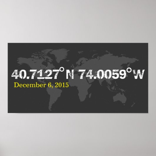 grijze coördinaten datum bruiloft speciale datum poster (Voorkant)