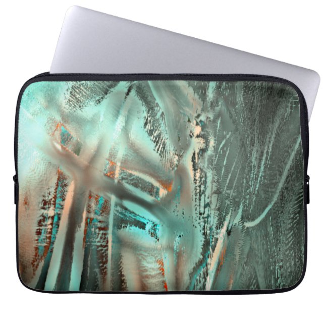 Grijze cyaan textuur en ruwe digitale uitsnede laptop sleeve (Voorkant)