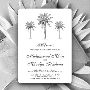 Grijze Dadelpalmboom Islamitische Moslim Trouwdag Kaart