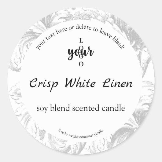 Grijze Damask Etiket Aangepaste container (Voorkant)