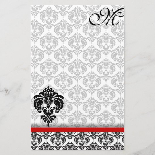 Grijze Damask Monogram 100% gerecycled papier (Voorkant)