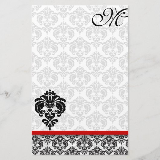 Grijze Damask Monogram 100% gerecycled papier (Voorkant)
