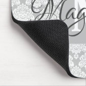 Grijze Damask Muismat met Monogram & Naam (Hoek)