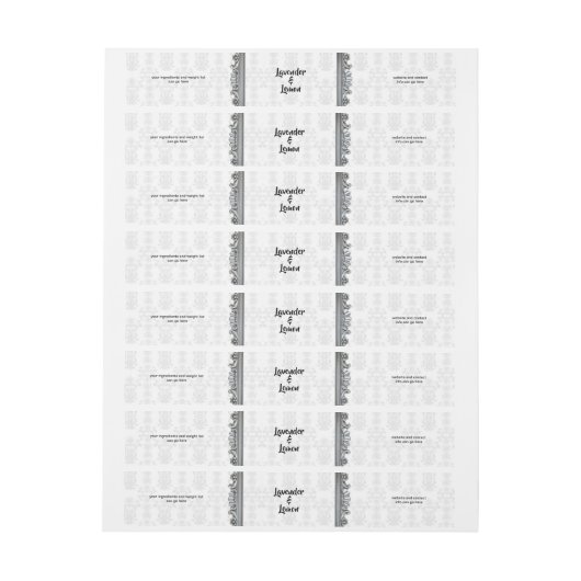 Grijze Damask Silver Lijst Wrap rond zeepbalk (Vel)