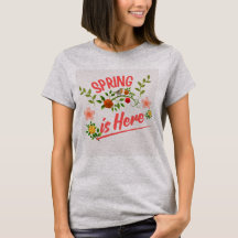 Grijze dames T-shirt met lente-typografie