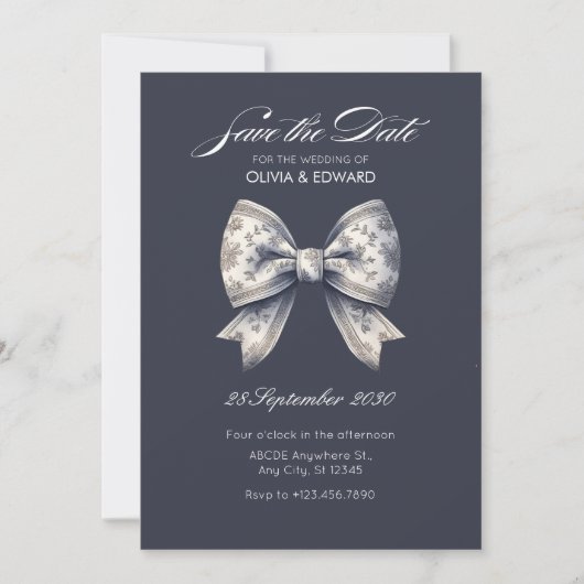 Grijze decoratieve boog bruiloft save the date (Voorkant)