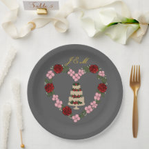 Grijze decoratieve bord voor taart met hart