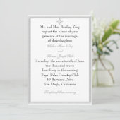 Grijze decoratieve grens bruiloft uitnodiging (Staand voorkant)