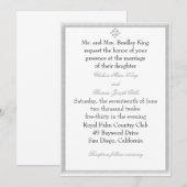 Grijze decoratieve grens bruiloft uitnodiging (Voorkant / Achterkant)