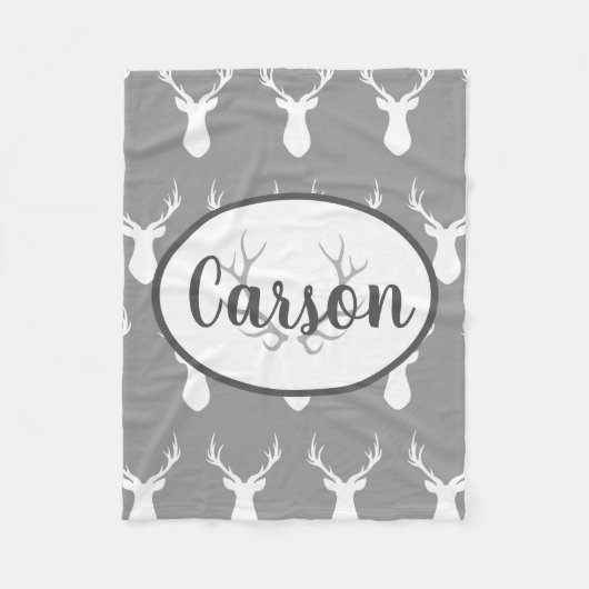 Grijze deer Silhouette Fleece deken (Voorkant)