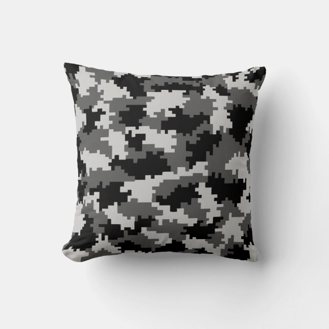 Grijze digitale camouflage kussen (Voorkant)
