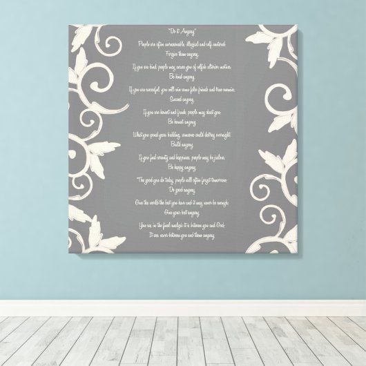 Grijze draai "Hoe dan ook" Verpakte doek Canvas Afdruk (Insitu (Houten vloer))