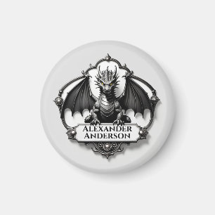 Grijze Draak met Gele Ogen Personaliseer Magneet