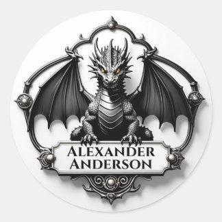 Grijze Draak met Gele Ogen Personaliseren Ronde Sticker