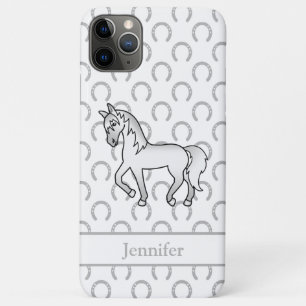Grijze Dravende Paard Mooie Cartoon Illustratie iPhone 11 Pro Max Hoesje