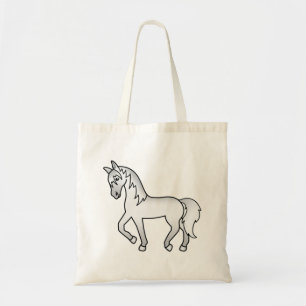 Grijze Dravende Paard Mooie Cartoon Illustratie Tote Bag