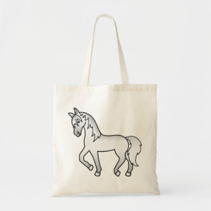 Grijze Dravende Tekenfilm Paard Tekening Tote Bag