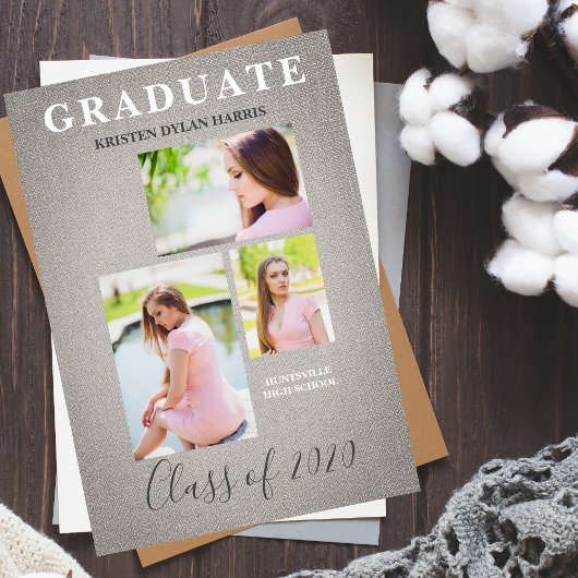 Grijze drie foto's Afstuderen van het collage