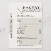 Grijze Drip Typografie Menu Bakkerij prijslijst (Voorkant)